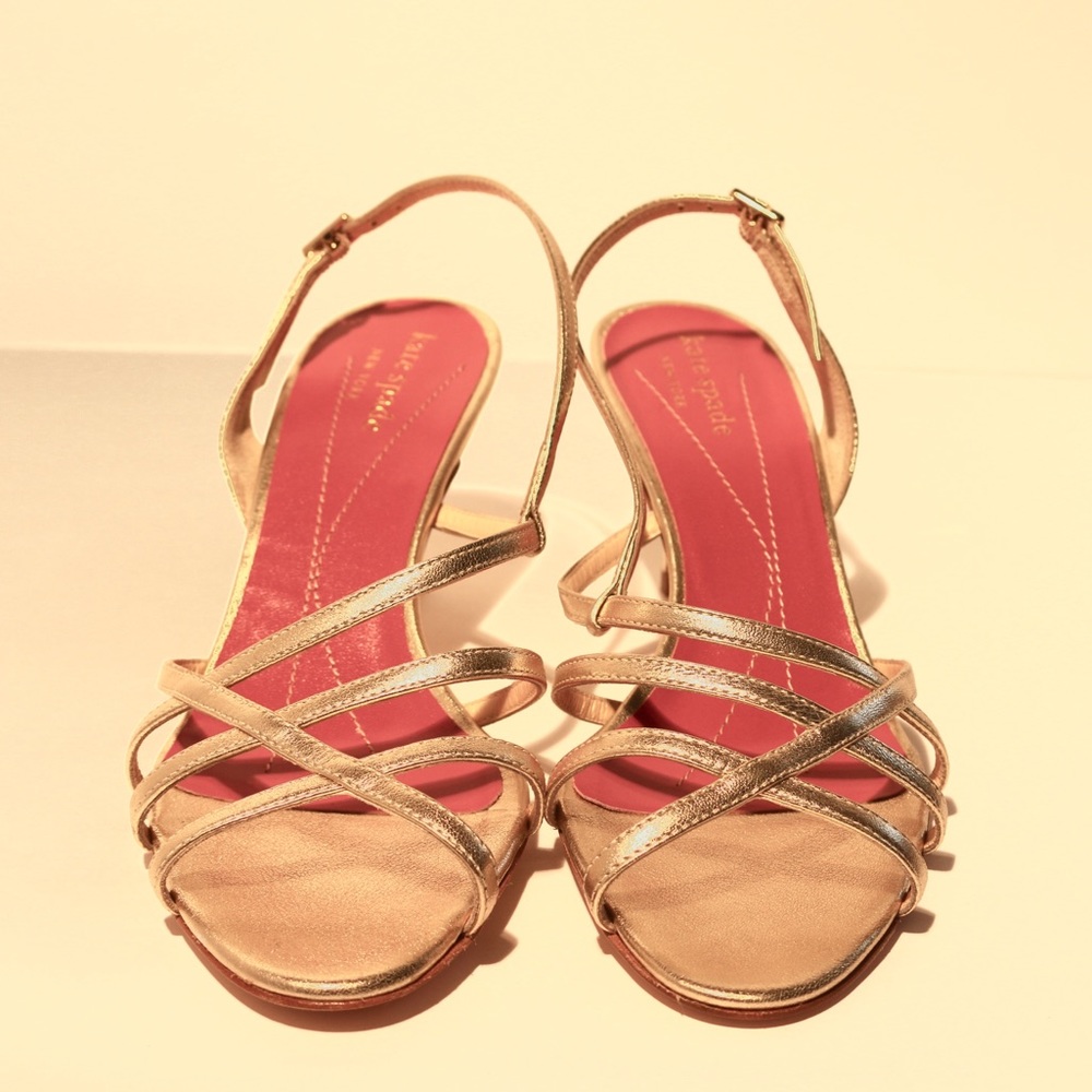 Kate Spade - Gold Strappy Heels Formal Shoes - Picture 3 of 7